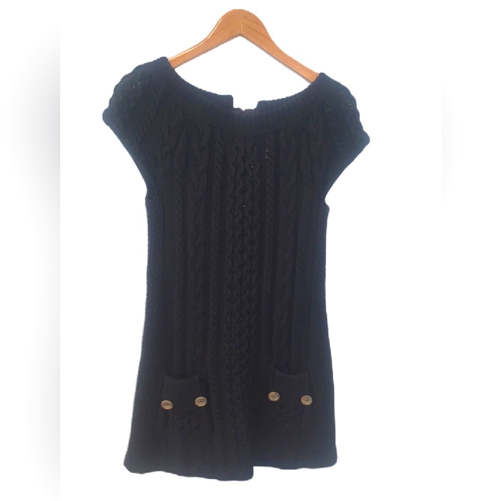 Free People Black Cable Knit Sweater Dress Size Small
